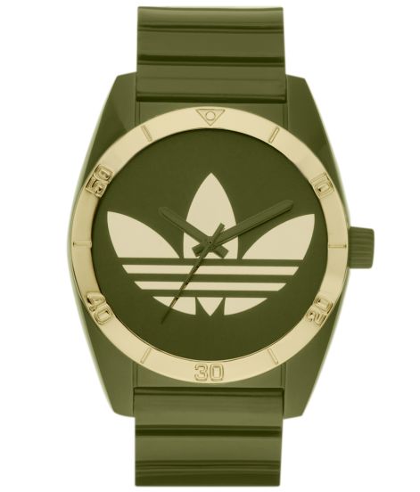 vasketøj Vanding millimeter Armygrønt Adidas ur med guldfarvet logo - Adidas Santiago ADH2718