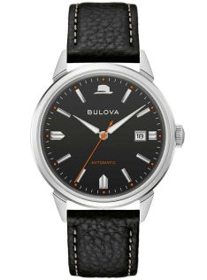 Bulova Frank Sinatra Summer Wind automatisk ur med sort urskive og læderrem | 96B381