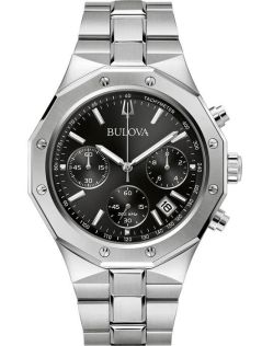 Sportsligt herreur fra Bulova med chronograf og sort urskive i rustfrit stål - Classic Collection | 96B410