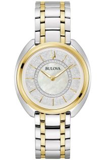 Eksklusivt dameur fra Bulova med diamanter, perlemorskive og udskiftelige remme | 98X134