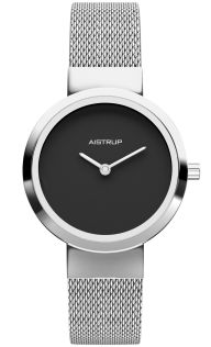 Elegant dameur med sort urskive og mesh rem i rustfrit stål til den moderne kvinde | AIW7611