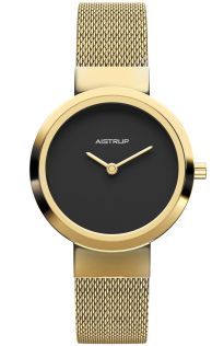 Elegant sort dameur med gylden finish og matchende mesh rem i skandinavisk minimalisme | AIW7612
