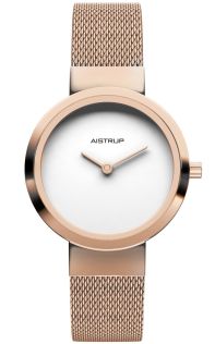 Elegant dameur med hvid urskive, rosé finish og kvalitets mesh rem i stilrent design | AIW7615