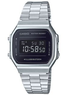 Klassisk Casio digitalur med LED-lys og stålrem | A168WEM-1EF