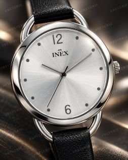 Inex dameur i stål med sort læderrem i 32mm