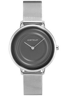 Elegant dameur med grå vandringe effekt og mesh rem i rustfrit stål fra Aistrup Raindrop kollektionen | AIW7707