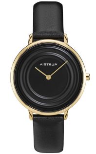 Elegant dameur med sort vandringe effekt og gylden finish fra Aistrup Raindrop kollektionen i 35mm | AIW7710