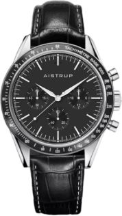 Aistrup AIW8704 Classic Sapphire Chronograph herreur med sort urskive og læderrem | AIW8704