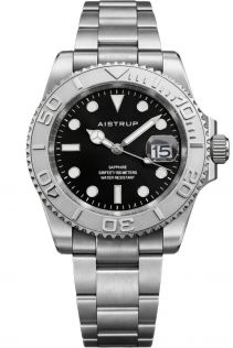 Aistrup herreur med sort urskive, drejelunette og stållænke | AIW8801