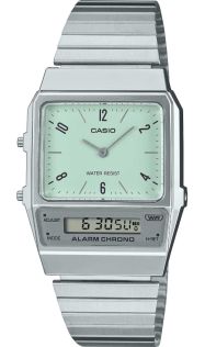 Casio vintage ur med analog-digital display og mintgrøn kromfinish | AQ-800E-3AEF