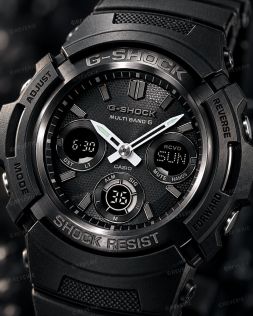 Sort Casio G-Shock dykkerur med solenergi, radiostyring og 200m vandtæthed i 46mm