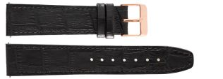 Sort læderrem med rødguld spænde - 20mm Leather Strap Black Croco Rosegoldfarvet IHS1004