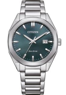 Citizen Eco-Drive unisex ur i stål med E111 urværk og grøn urskive | BM7620-83X