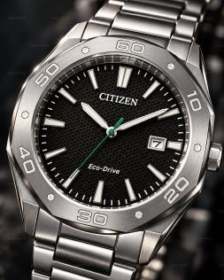 Citizen herreur med solenergi i stål med sort urskive 41mm