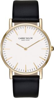Simpelt dameur med læderrem - Carrie Taylor Lexington Guldfarvet/White Black Leather