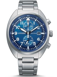 Citizen kronograf herreur med Eco-Drive og blå urskive i rustfrit stål | CA7040-85L