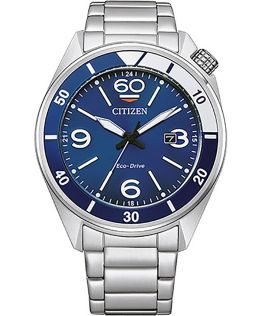Citizen Eco-Drive herreur i rustfrit stål med J810 urværk og blå urskive | AW1711-87L