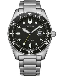 Citizen Eco-Drive sportsur i stål med J810 urværk og dykkerbezel | AW1760-81E