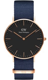 Daniel Wellington Classic Black Bayswater Rosegoldfarvet 36 MM DW00100281