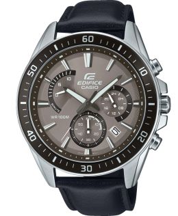Edifice chronograf med brun urskive og læderrem | EFR-552L-5AVUEF