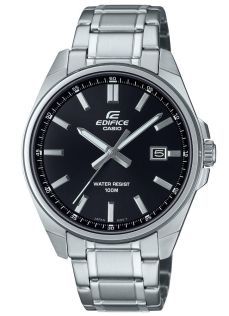 Slankt Casio Edifice ur med sort urskive i stål | EFV-150D-1AVUEF