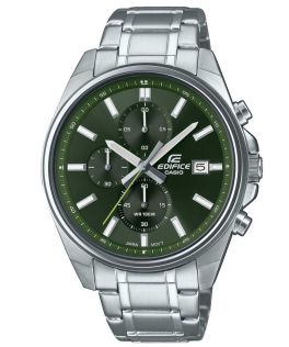 Edifice Chronograph sportsur med grøn urskive og stållænke | EFV-610D-3CVUEF