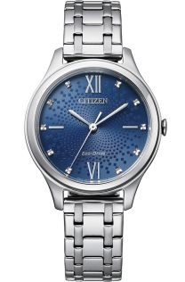 Citizen Eco-Drive dameur med mønstret blå urskive | EM0500-73L