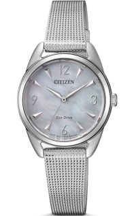 Citizen Eco-Drive dameur med perlemorsskive og meshrem | EM0681-85