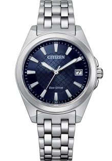 Citizen elegant dameur med Eco-Drive og blå urskive i rustfrit stål | EO1210-83L