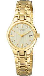 Citizen Eco-Drive dame ur med guldfarvet stållænke | EW1262-55P