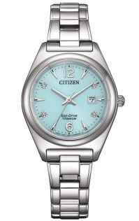 Citizen Eco-Drive dame ur i Super Titanium med turkis urskive | EW2601-81M