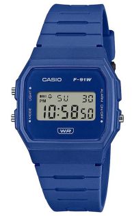 Miljøvenlig blå F-91WB Casio digitalur med bio-baseret resinrem | F-91WB-2A1EF