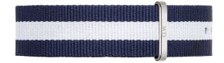 Blå og hvid natorem med sølvfarvet spænde - Wristband Daniel Wellington Glasgow Sølvfarvet Man 20mm 0404DW