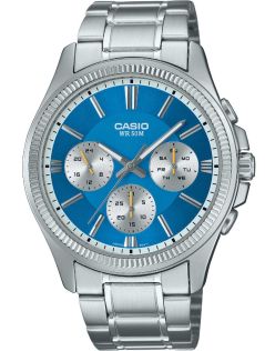 Casio multifunktionelt herreur med blå urskive og analogt design | MTP-1375PD-2A2VEF