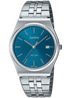 Retro Casio med blå urskive og slankt design i stål | MTP-B145D-2A2VEF