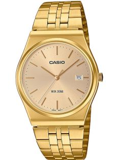 Guldtonet vintage Casio ur med 80'er arv og elegant design | MTP-B145G-9AVEF