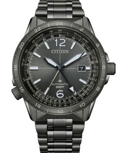 Citizen Promaster automatisk GMT pilotur i sort stål med dual time og flyvefunktioner | NB6045-51H