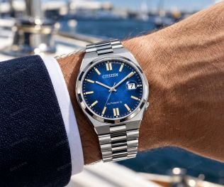 Citizen automatisk herreur i stål med blå urskive og safirglas 40mm