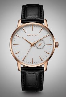 Elegant herreur med flot sort læderrem - Prevetti Hamptons PR12005