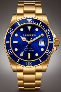 Guldfarvet herreur med blå urskive - Prevetti ProDiver PR1305