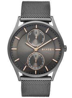 Herreur i mørkt stål med kobberfarvede tidsmarkeringer - Skagen Holst SKW6180
