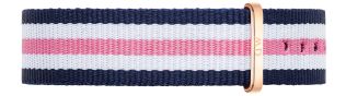 18mm nylonrem i blå, hvid og lyserød til Danel Wellington dameur- Wristband Daniel Wellington Nato Southampton Rose Lady 18mm 0706DW