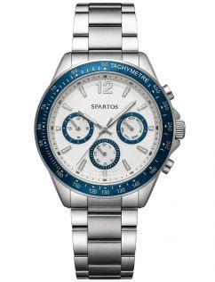 Herreur i stål med blå detaljer - Spartos Classic SPW007604