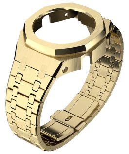 Unofficial Gen 4 Mod for Casio GA-2100 - Golden Steel Case | Golden Steel Bezel Without Screws | Golden Steel Bracelet