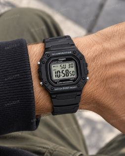 Sort Casio digitalt sportsur til mænd i 43mm