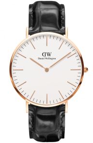 40mm herreur med elegant sort læderrem - Daniel Wellington Classic Reading 40mm 0114DW
