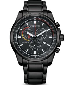 Citizen Eco-Drive kronograf i sort stål | Sport kronograf med tachymeter | AT1195-83E
