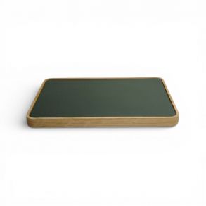 Morelund Tray in Natural Wood/Green Leather MO6203
