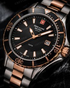 Swiss Alpine Military tofarvet ur med safirglas 44mm