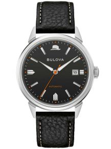 Bulova Frank Sinatra Summer Wind automatisk ur med sort urskive og læderrem | 96B381